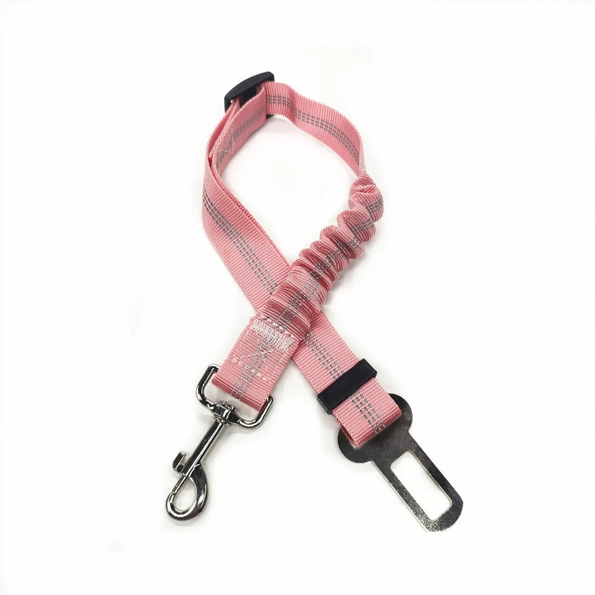 Adjustable Dog Car Seat Belt Harness – Reflective Nylon with Cushioned Comfort & Elastic Safety Clip for All Breeds