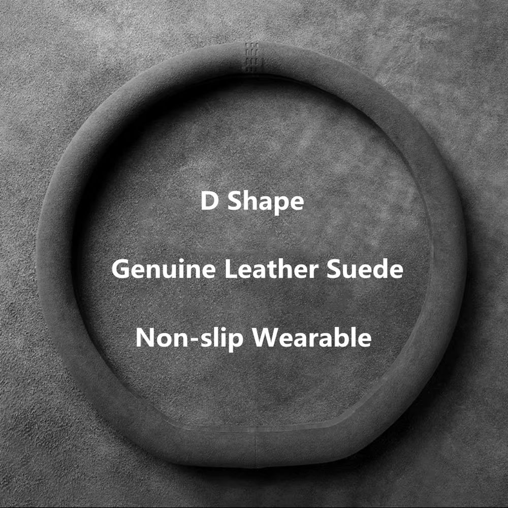 Suede Steering Wheel Cover – Universal 37–38cm Breathable Anti-Slip Wrap