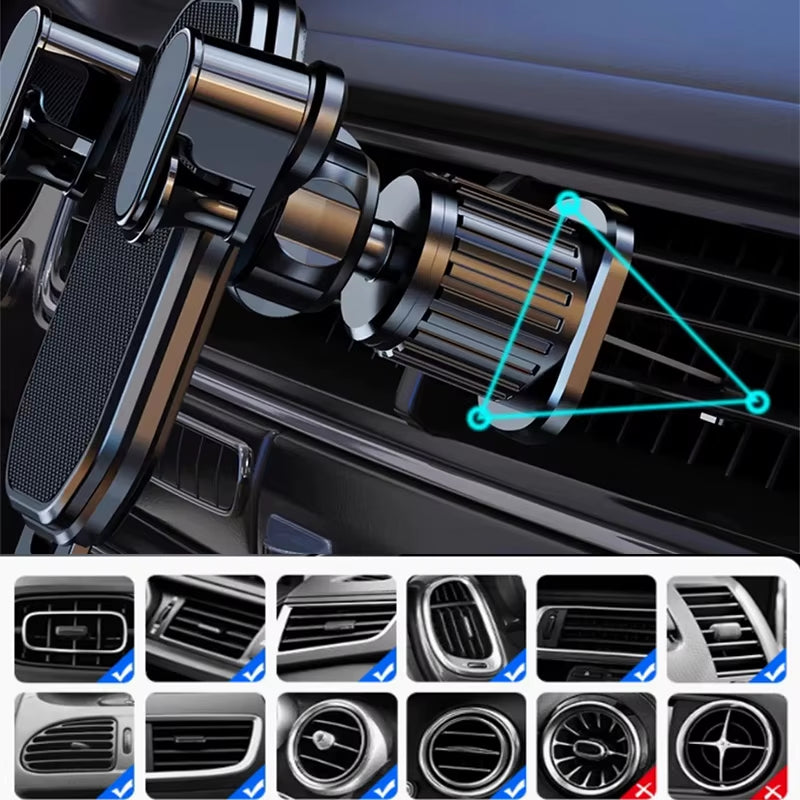 Gravity Car Phone Holder – Universal Air Vent Mount for 4.7"–7" Smartphones, Shockproof One-Hand GPS Clip