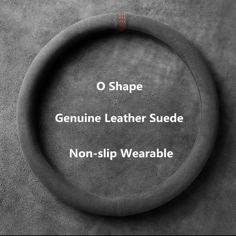 Suede Steering Wheel Cover – Universal 37–38cm Breathable Anti-Slip Wrap