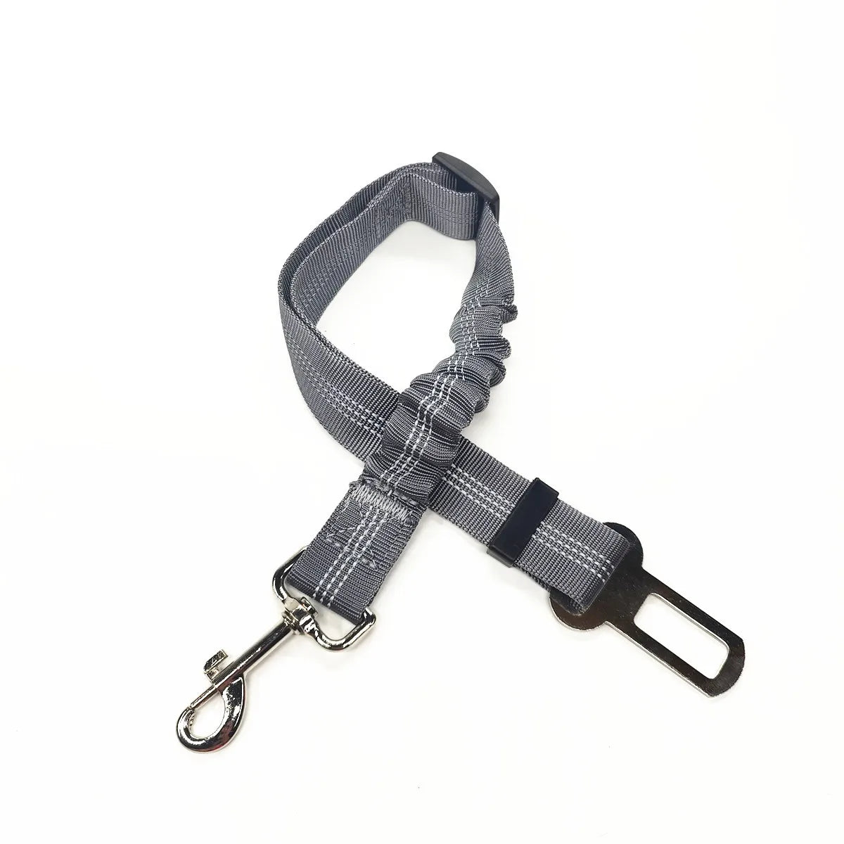 Adjustable Dog Car Seat Belt Harness – Reflective Nylon with Cushioned Comfort & Elastic Safety Clip for All Breeds