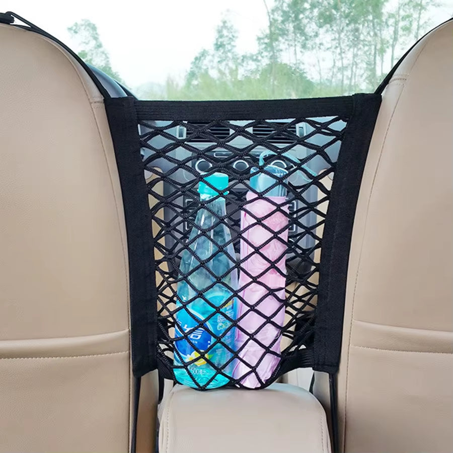 Adjustable Pet Car Barrier & Safety Mesh – Dog Back Seat Guard with Storage Bag for SUVs, Wagons & Hatchbacks