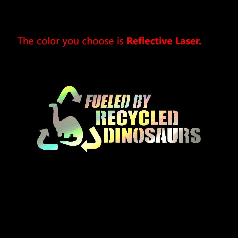 "Fueled By Recycled Dinosaurs" 4x4 Off-Road Vinyl Decal – Funny Die-Cut Car Window Sticker (19×8cm)
