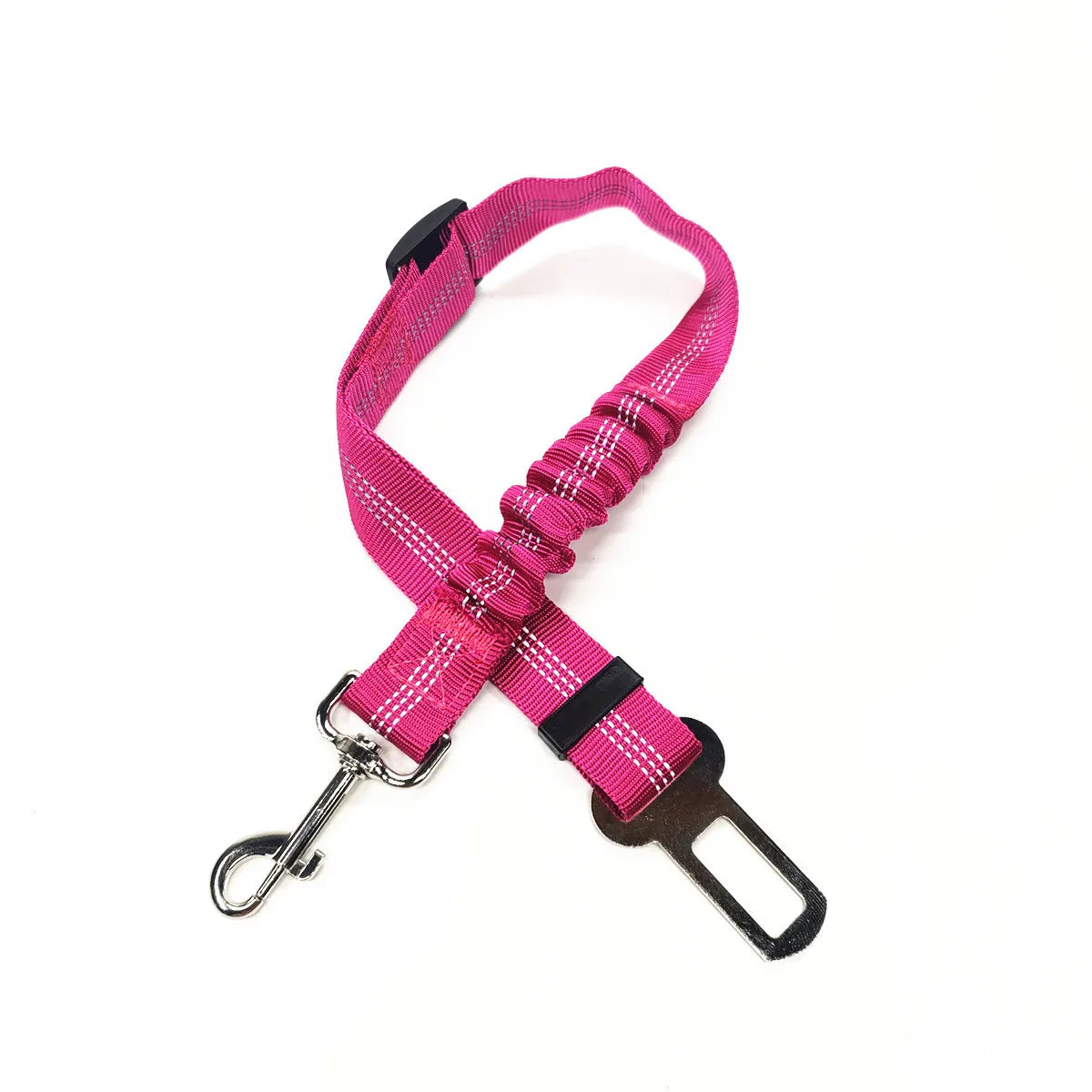 Adjustable Dog Car Seat Belt Harness – Reflective Nylon with Cushioned Comfort & Elastic Safety Clip for All Breeds