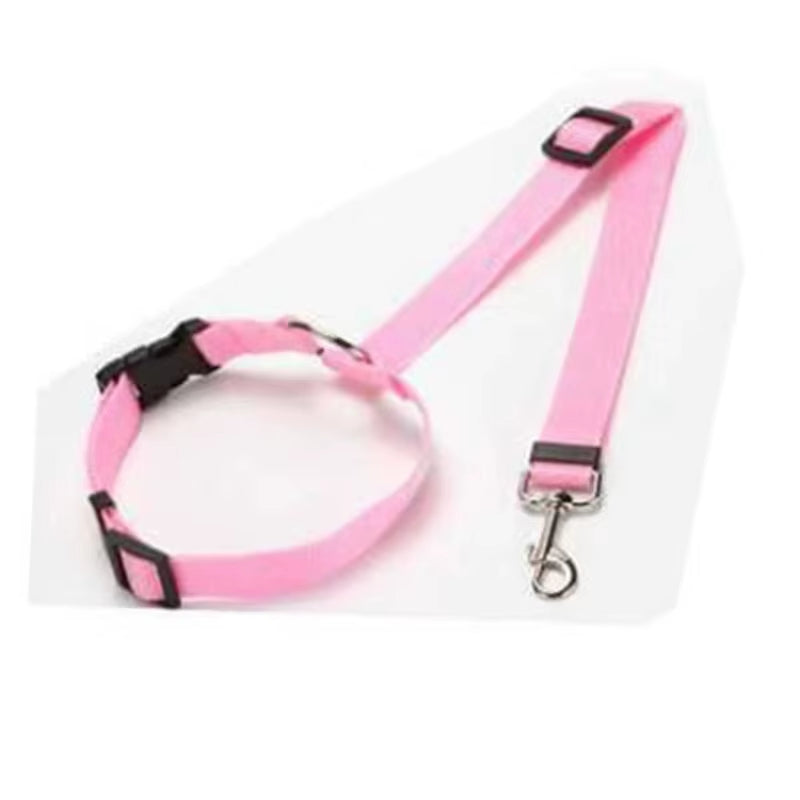 2-in-1 Pet Car Seat Belt & Lead – Adjustable Nylon Dog Harness Clip for Back Seat Travel Safety