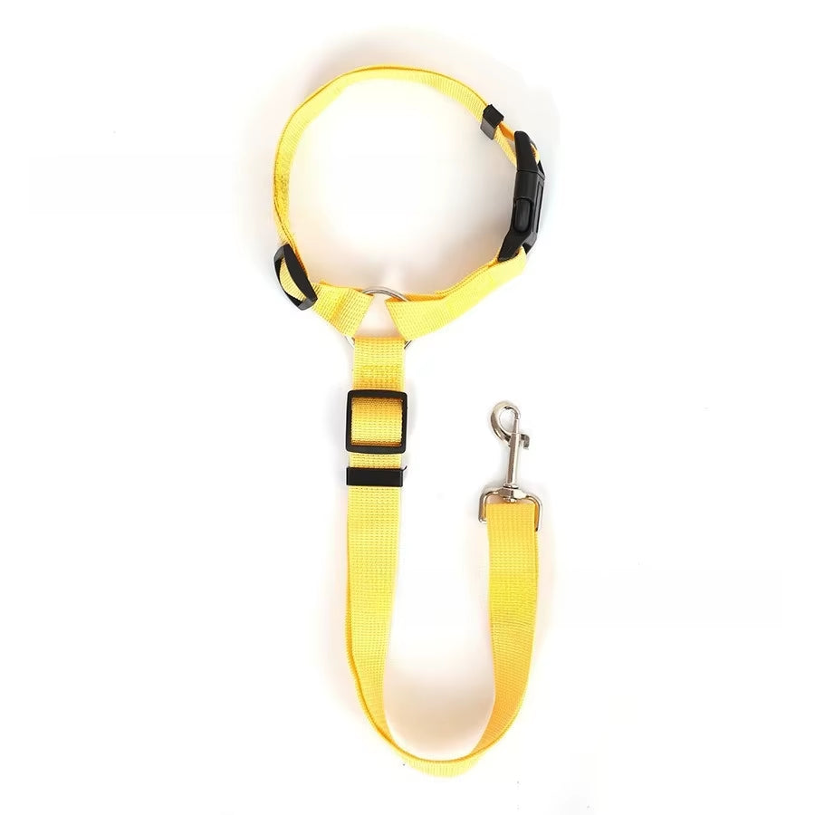 2-in-1 Pet Car Seat Belt & Lead – Adjustable Nylon Dog Harness Clip for Back Seat Travel Safety