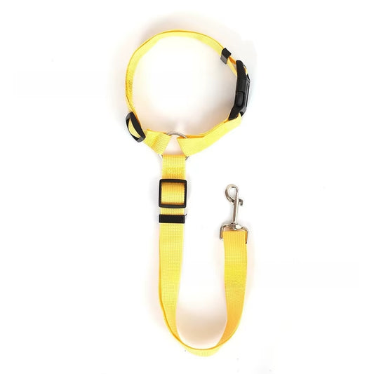 2-in-1 Pet Car Seat Belt & Lead – Adjustable Nylon Dog Harness Clip for Back Seat Travel Safety
