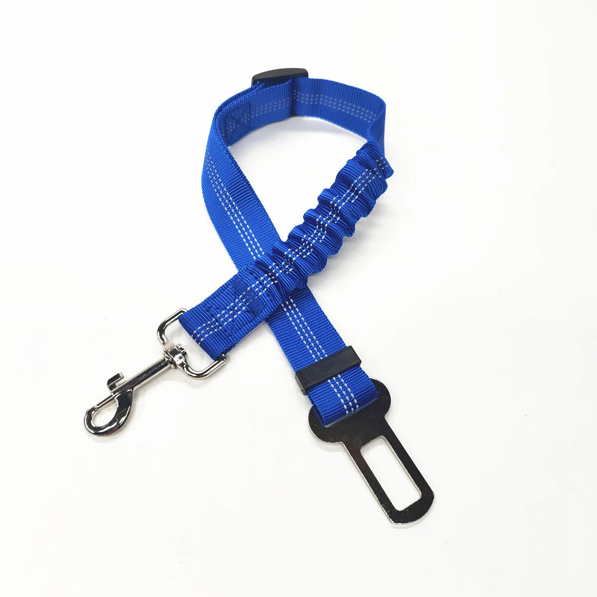 Adjustable Dog Car Seat Belt Harness – Reflective Nylon with Cushioned Comfort & Elastic Safety Clip for All Breeds
