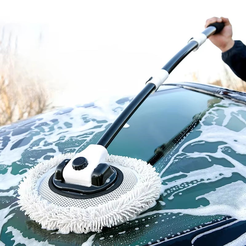 Telescoping Car Wash Brush – Soft Chenille Mop with Extendable Handle & 360° Rotating Head