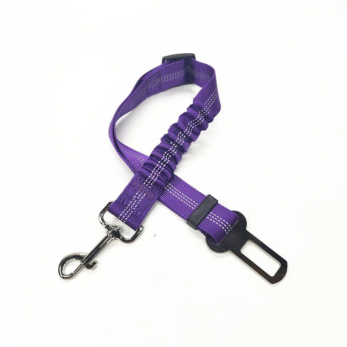 Adjustable Dog Car Seat Belt Harness – Reflective Nylon with Cushioned Comfort & Elastic Safety Clip for All Breeds