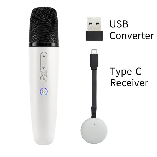 Tesla Car Karaoke Microphone for Tesla Model Y/3/X/Cybertruck, Rechargeable Caraoke Mic with USB-A & USB-C Receiver