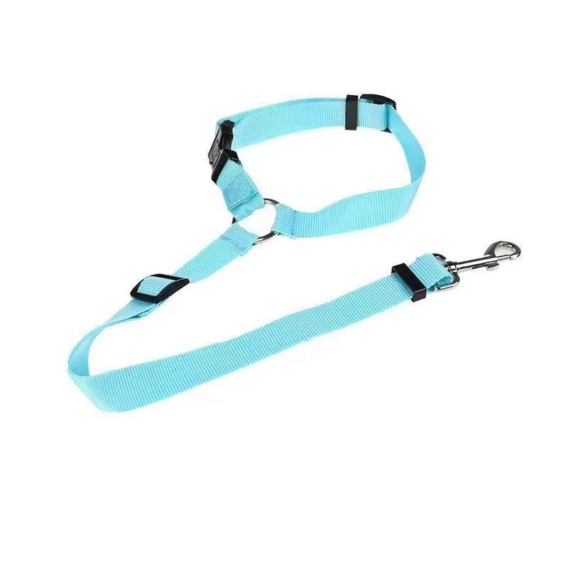 2-in-1 Pet Car Seat Belt & Lead – Adjustable Nylon Dog Harness Clip for Back Seat Travel Safety