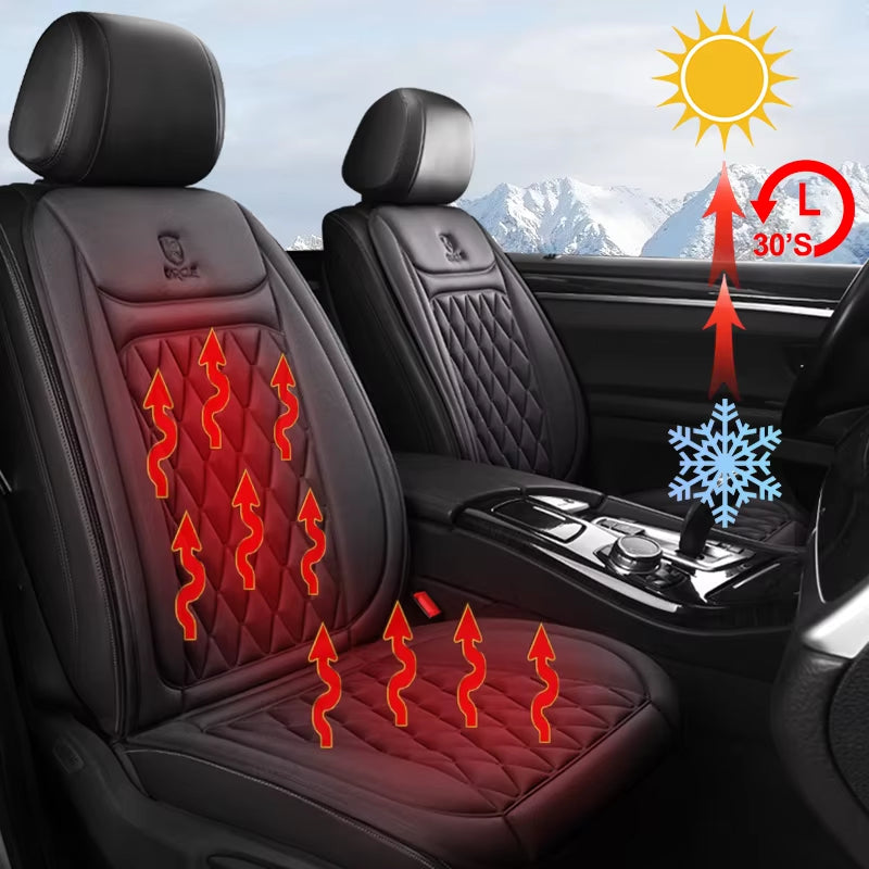 12V–24V Heated Car Seat Cover – 25W Fast-Heating Flannel Seat Warmer for Cold Mornings, Universal Fit