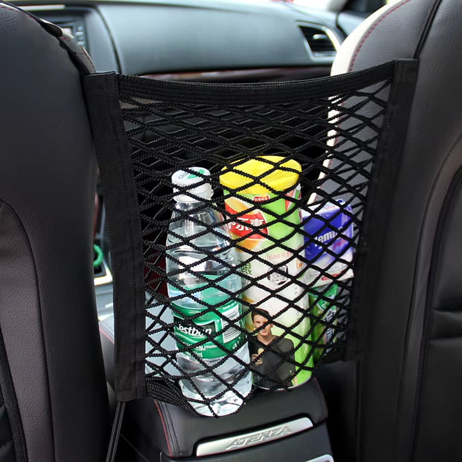 Adjustable Pet Car Barrier & Safety Mesh – Dog Back Seat Guard with Storage Bag for SUVs, Wagons & Hatchbacks