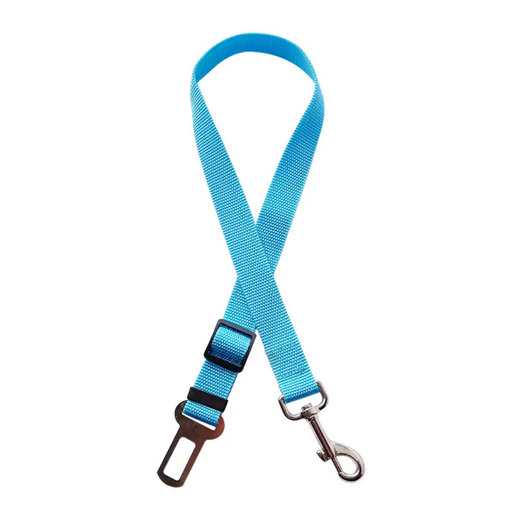 Adjustable Dog Car Seat Belt Harness – Reflective Nylon with Cushioned Comfort & Elastic Safety Clip for All Breeds