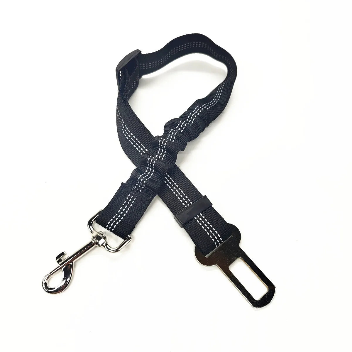 Adjustable Dog Car Seat Belt Harness – Reflective Nylon with Cushioned Comfort & Elastic Safety Clip for All Breeds