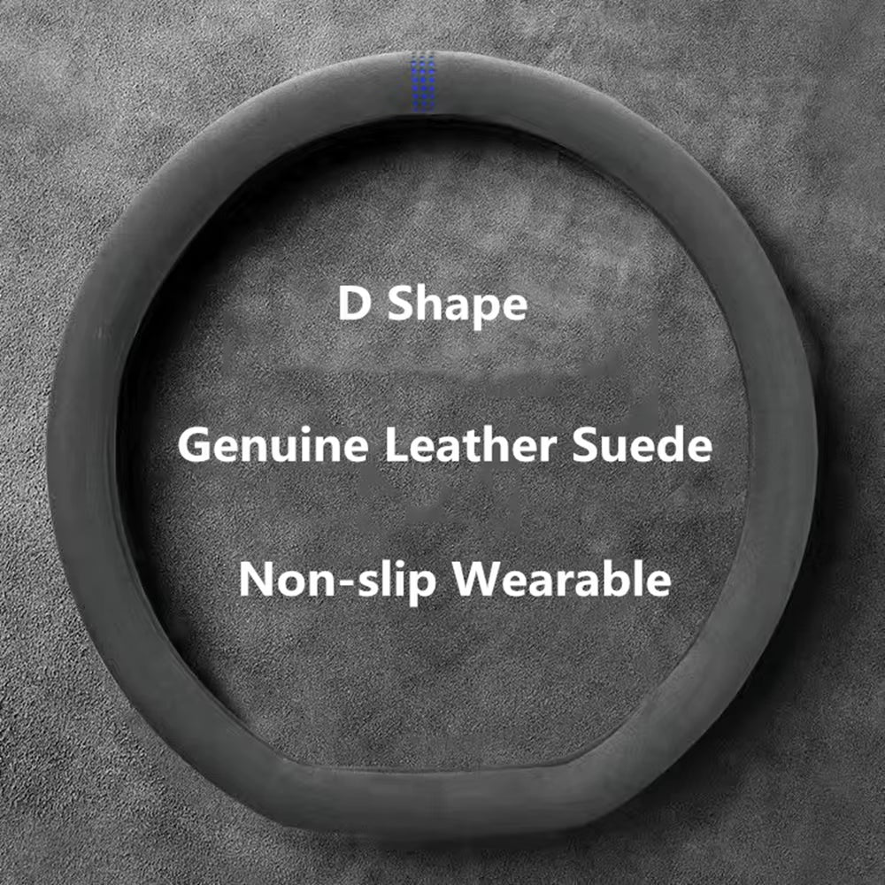 Suede Steering Wheel Cover – Universal 37–38cm Breathable Anti-Slip Wrap
