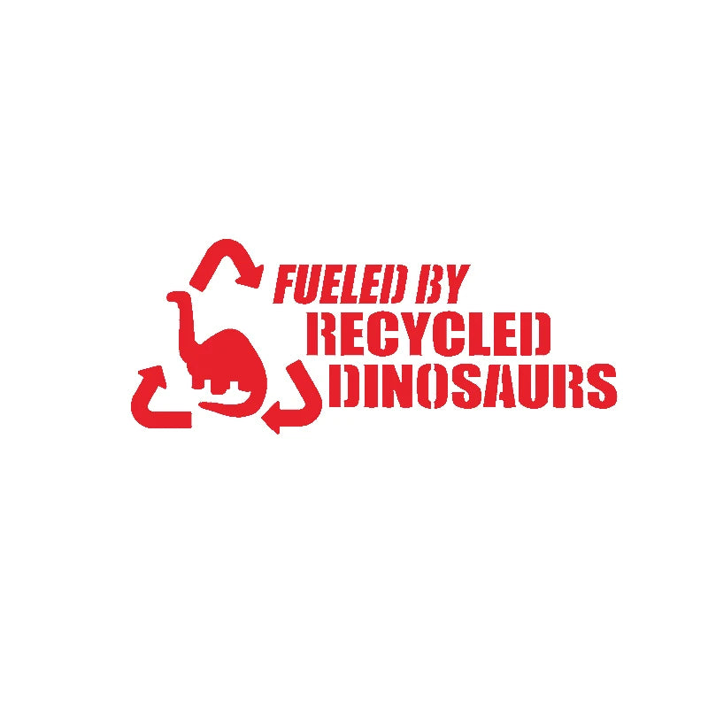 "Fueled By Recycled Dinosaurs" 4x4 Off-Road Vinyl Decal – Funny Die-Cut Car Window Sticker (19×8cm)