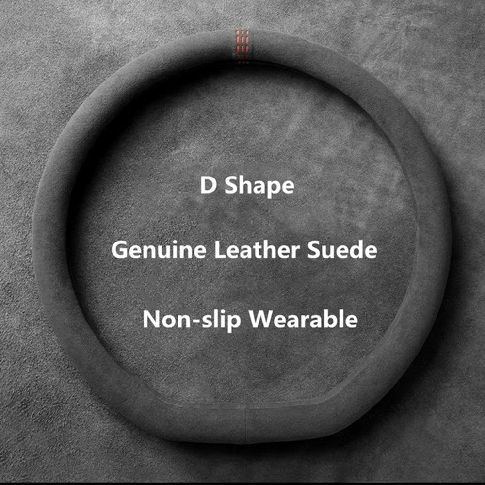Suede Steering Wheel Cover – Universal 37–38cm Breathable Anti-Slip Wrap