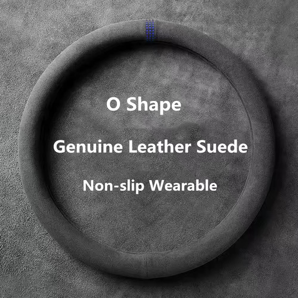 Suede Steering Wheel Cover – Universal 37–38cm Breathable Anti-Slip Wrap