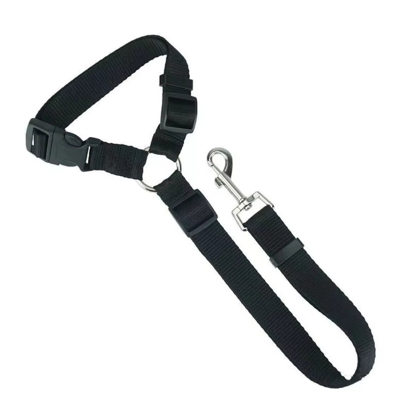 2-in-1 Pet Car Seat Belt & Lead – Adjustable Nylon Dog Harness Clip for Back Seat Travel Safety