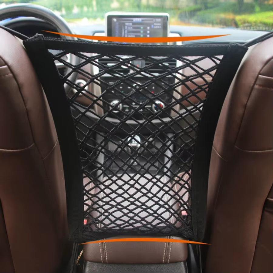 Adjustable Pet Car Barrier & Safety Mesh – Dog Back Seat Guard with Storage Bag for SUVs, Wagons & Hatchbacks