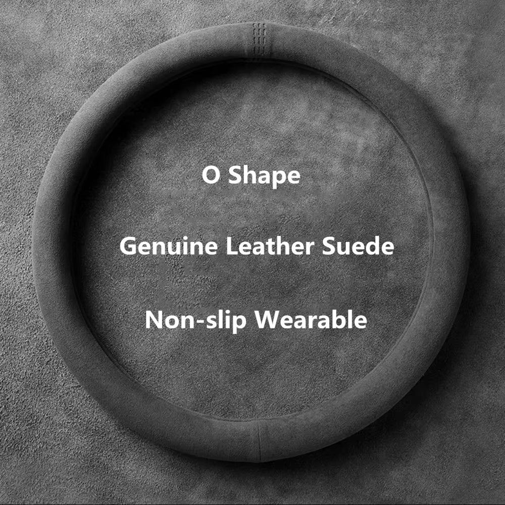 Suede Steering Wheel Cover – Universal 37–38cm Breathable Anti-Slip Wrap