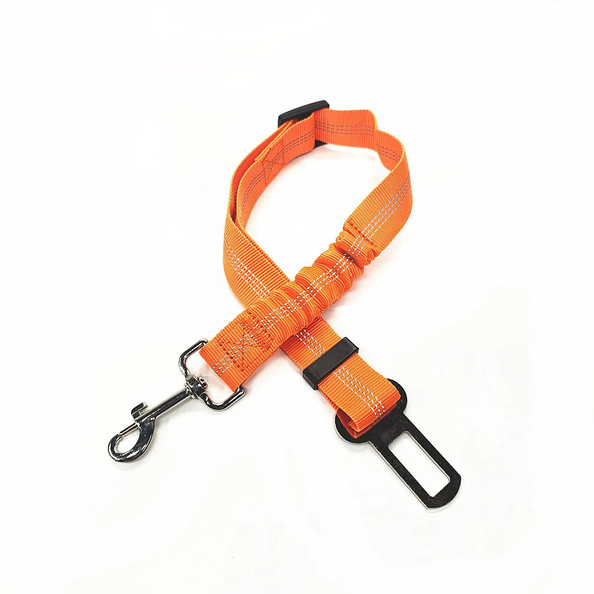 Adjustable Dog Car Seat Belt Harness – Reflective Nylon with Cushioned Comfort & Elastic Safety Clip for All Breeds