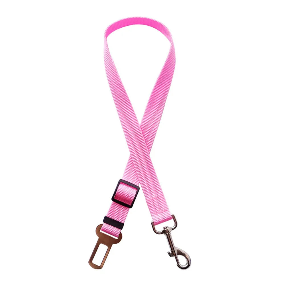 Adjustable Dog Car Seat Belt Harness – Reflective Nylon with Cushioned Comfort & Elastic Safety Clip for All Breeds