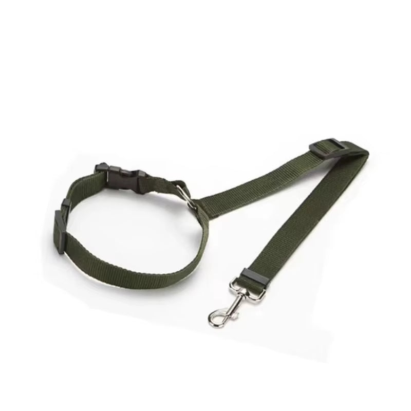 2-in-1 Pet Car Seat Belt & Lead – Adjustable Nylon Dog Harness Clip for Back Seat Travel Safety
