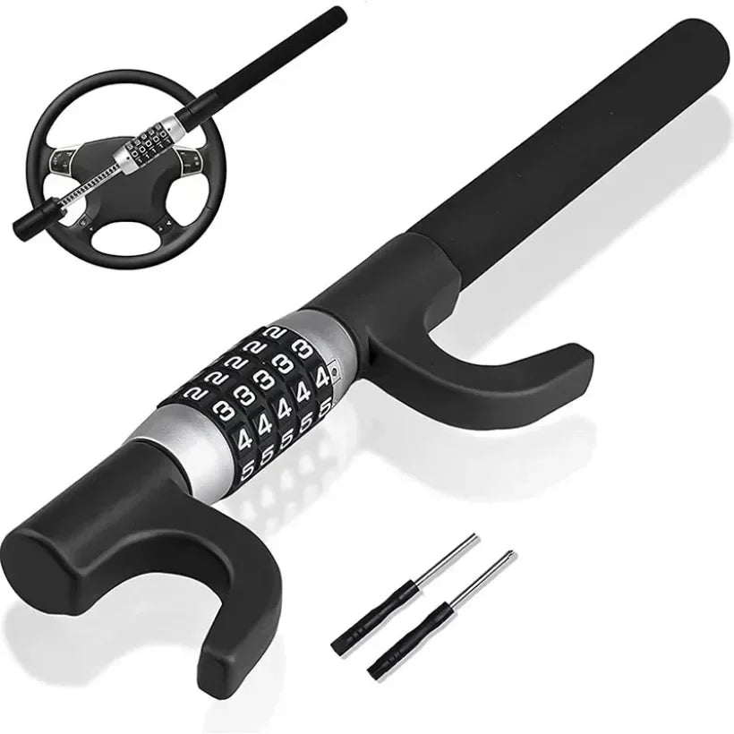 Alloy Steel Combination Steering Wheel Lock – Universal Anti-Theft Security Lock for All Cars