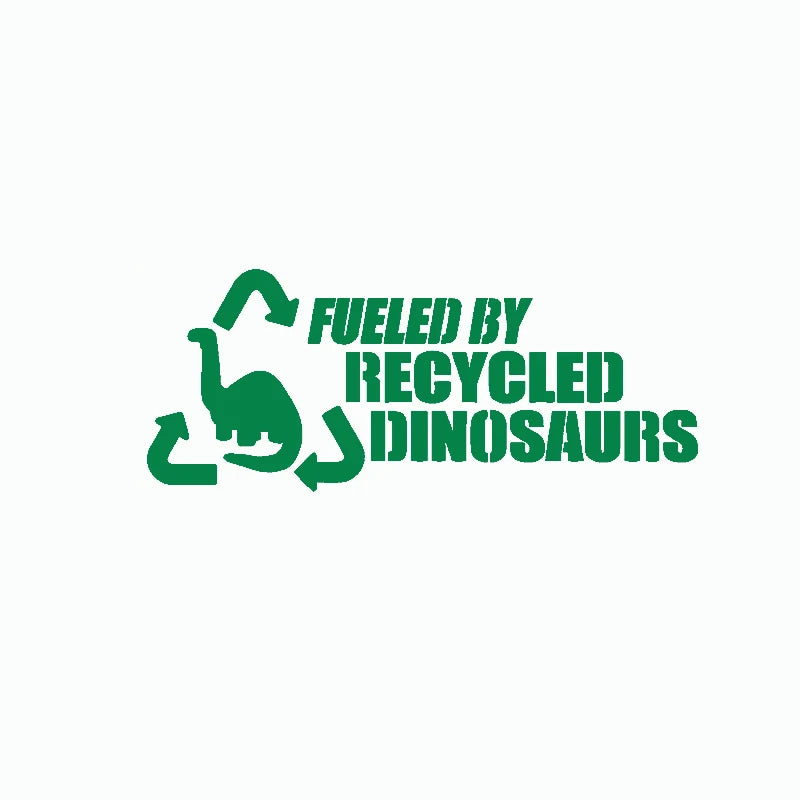 "Fueled By Recycled Dinosaurs" 4x4 Off-Road Vinyl Decal – Funny Die-Cut Car Window Sticker (19×8cm)