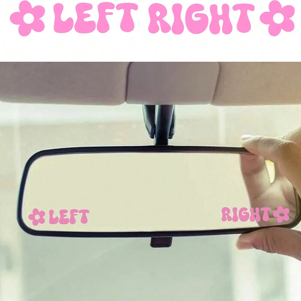 Left & Right Rearview Mirror Vinyl Decals (Pair) – Waterproof Car Interior Decoration Stickers