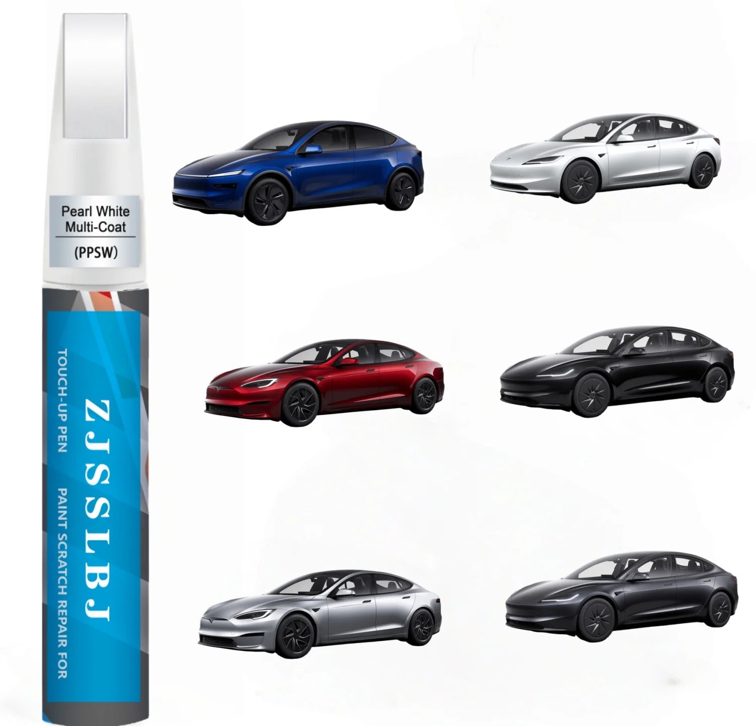 Tesla Touch-Up Paint Kit (Model 3/Y/S/X) – 2-in-1 Pen & Brush Scratch Repair, Color-Matched 12ml