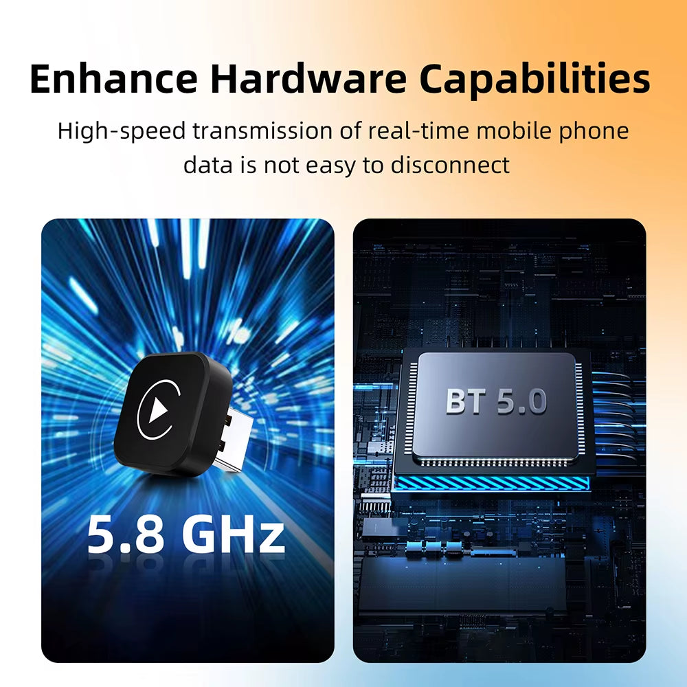 2-in-1 Wireless CarPlay & Android Auto Adapter – Plug-and-Play AI Box for Factory Wired CarPlay
