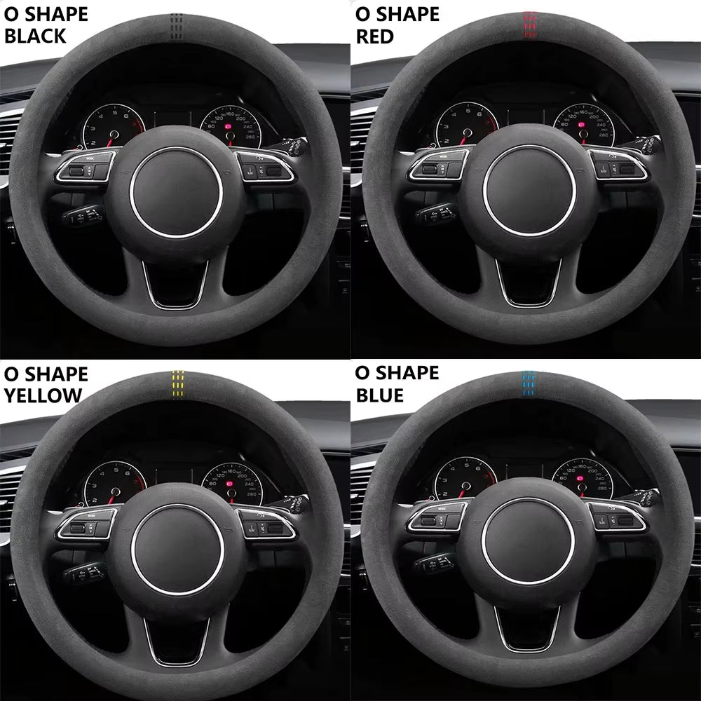 Suede Steering Wheel Cover – Universal 37–38cm Breathable Anti-Slip Wrap