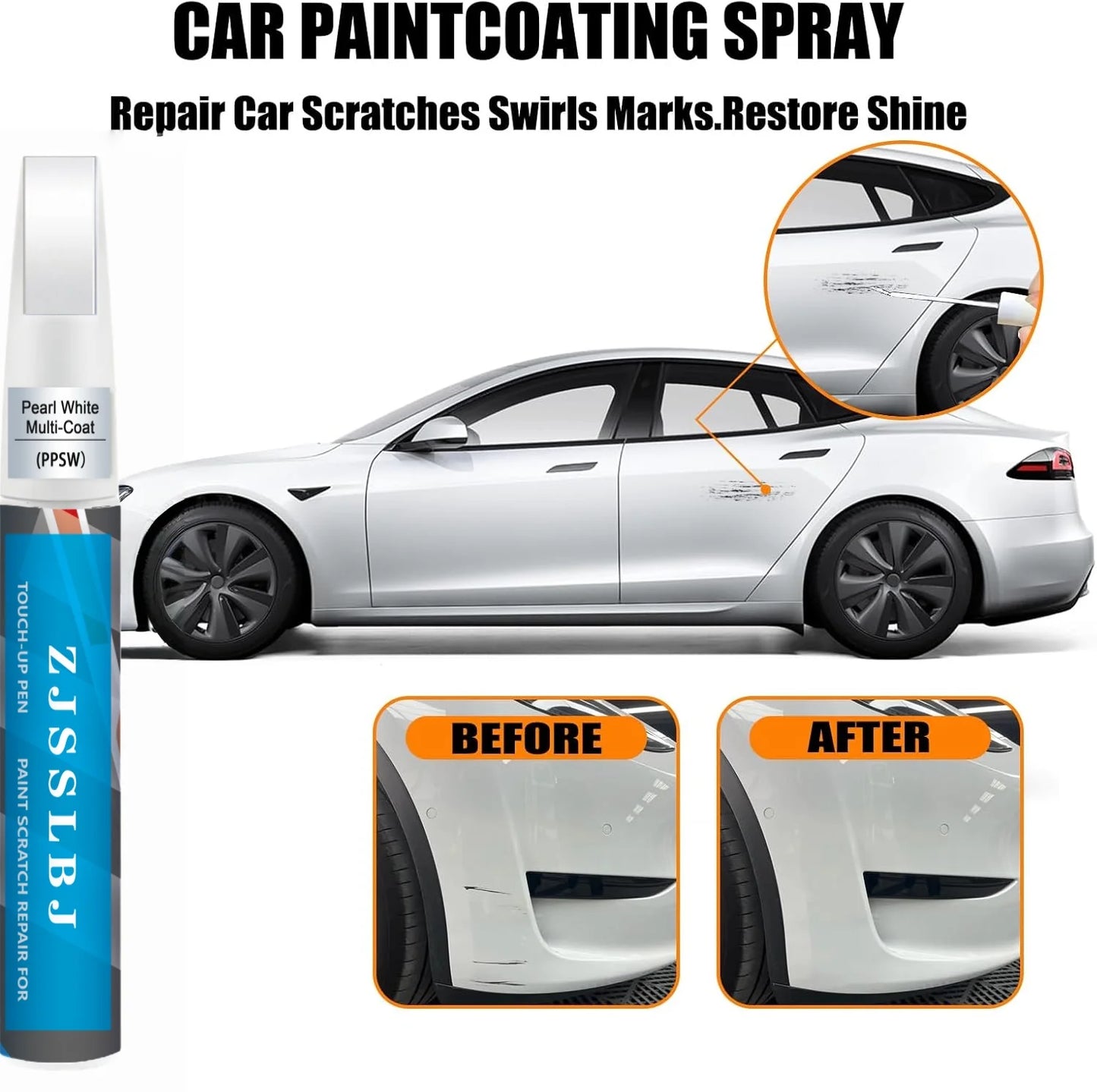 Tesla Touch-Up Paint Kit (Model 3/Y/S/X) – 2-in-1 Pen & Brush Scratch Repair, Color-Matched 12ml
