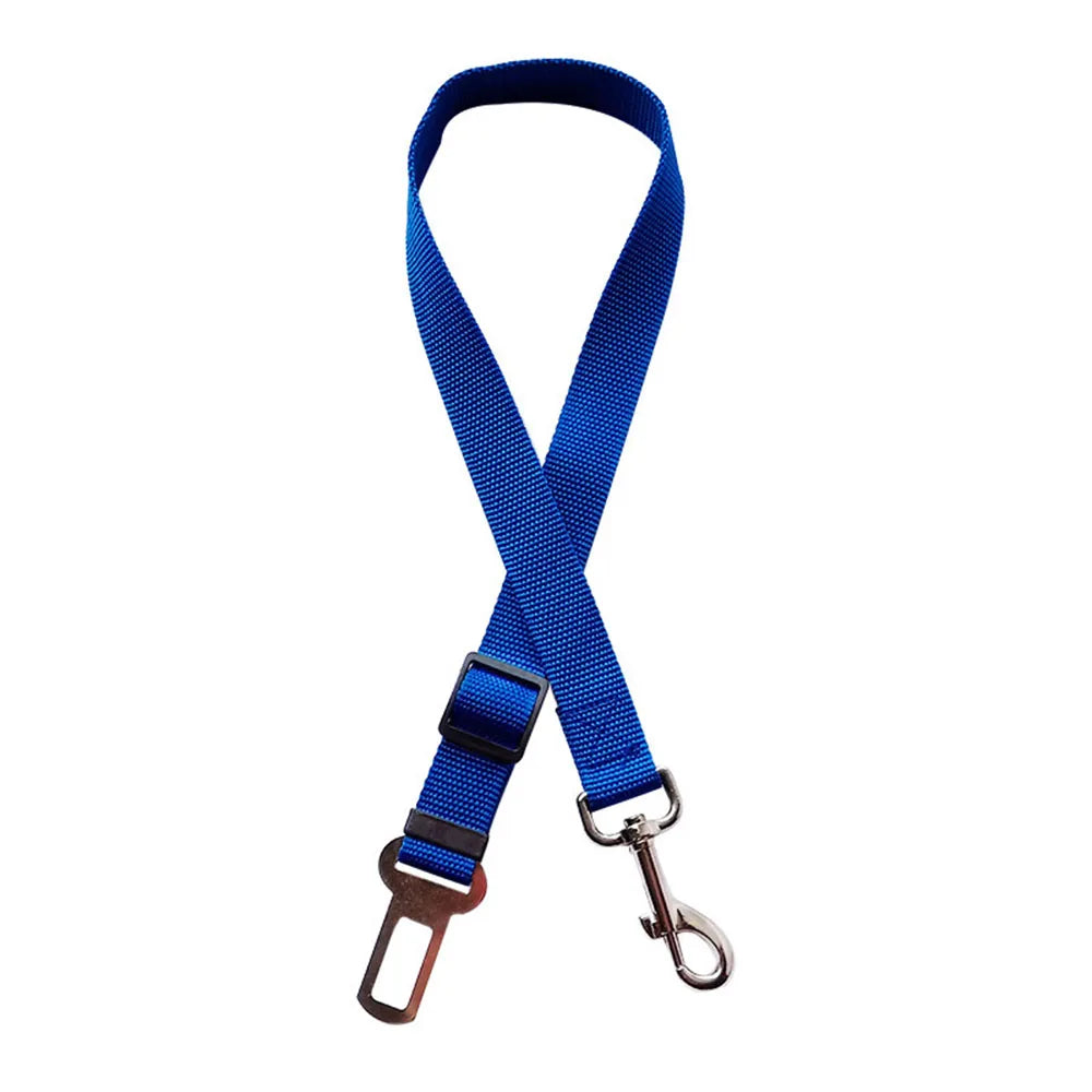 Adjustable Dog Car Seat Belt Harness – Reflective Nylon with Cushioned Comfort & Elastic Safety Clip for All Breeds