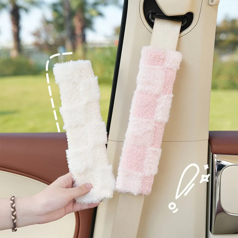 Cute Cartoon Plush Seat Belt Cover – Soft Shoulder Strap Pad for Kids (1pc)