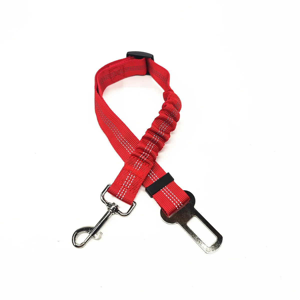 Adjustable Dog Car Seat Belt Harness – Reflective Nylon with Cushioned Comfort & Elastic Safety Clip for All Breeds