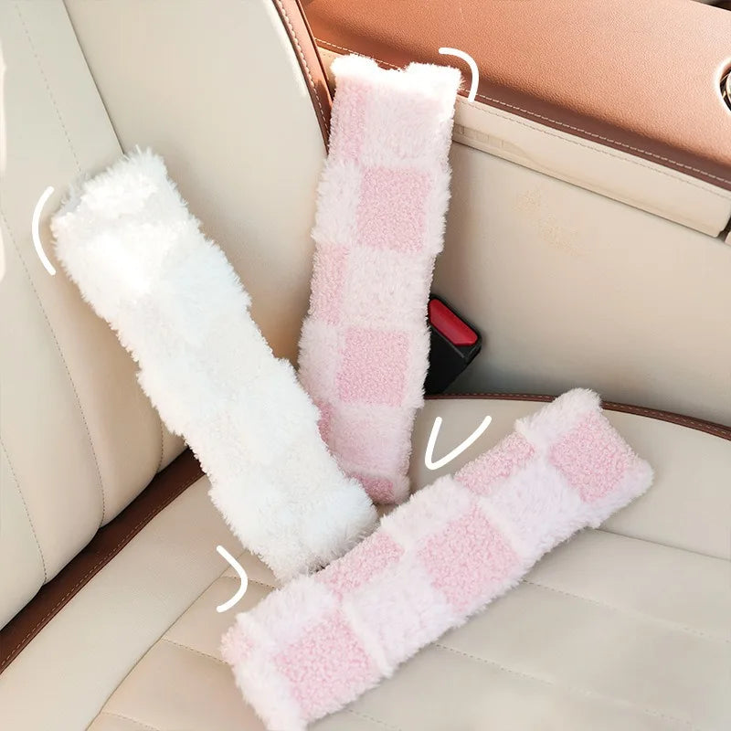 Cute Cartoon Plush Seat Belt Cover – Soft Shoulder Strap Pad for Kids (1pc)