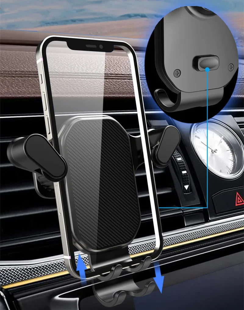 Gravity Car Phone Holder – Universal Air Vent Mount for 4.7"–7" Smartphones, Shockproof One-Hand GPS Clip