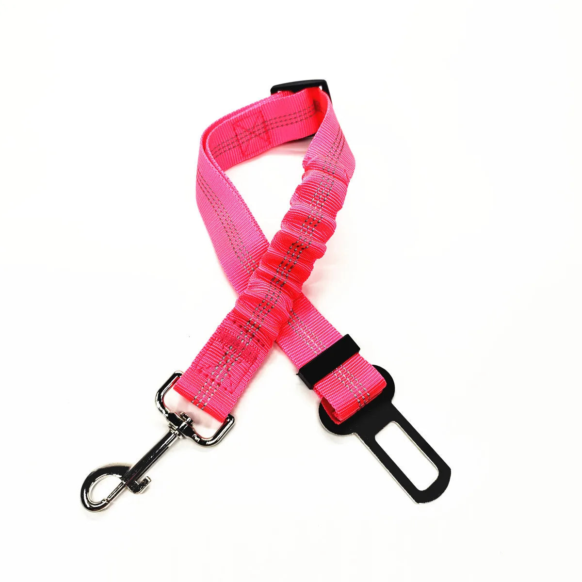 Adjustable Dog Car Seat Belt Harness – Reflective Nylon with Cushioned Comfort & Elastic Safety Clip for All Breeds