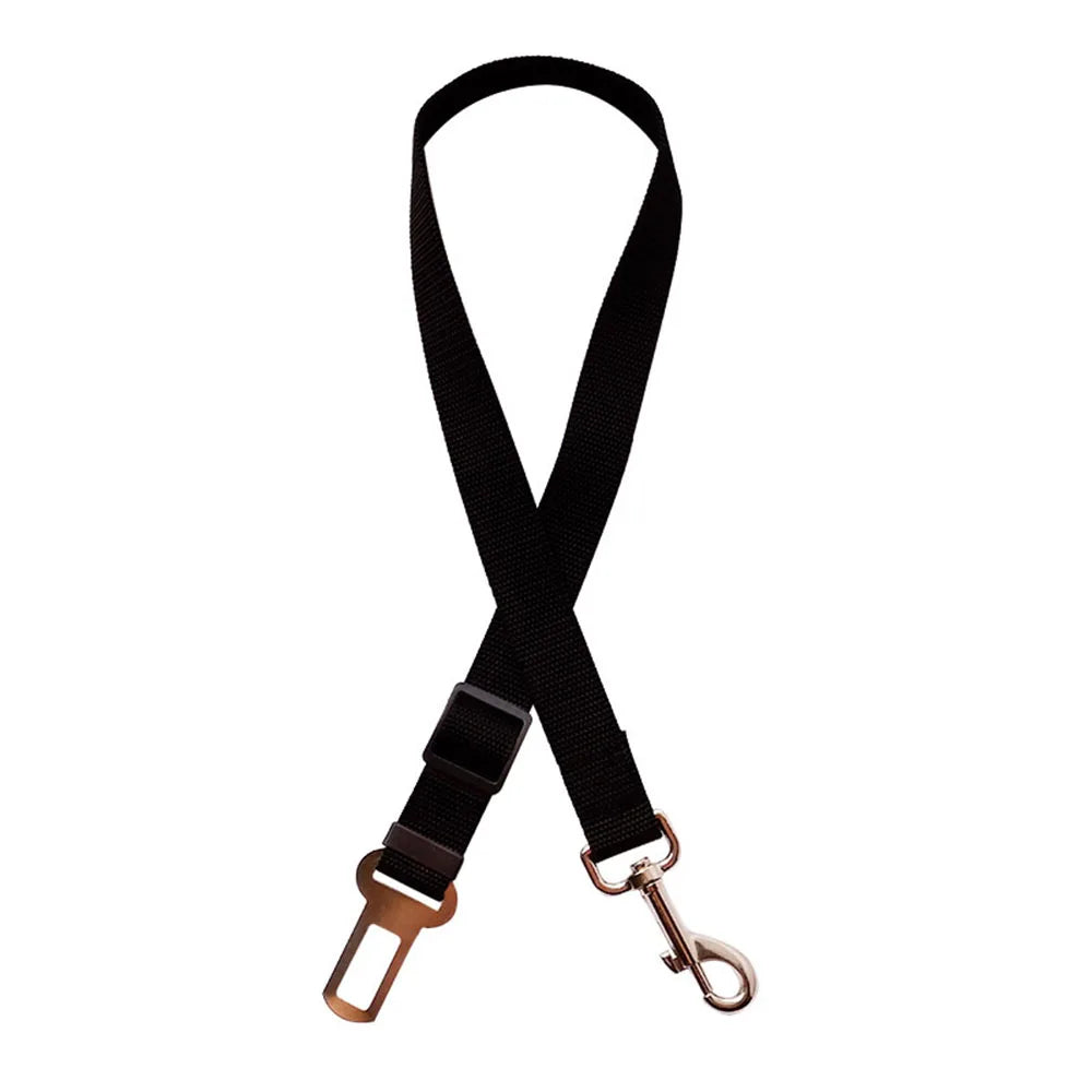 Adjustable Dog Car Seat Belt Harness – Reflective Nylon with Cushioned Comfort & Elastic Safety Clip for All Breeds