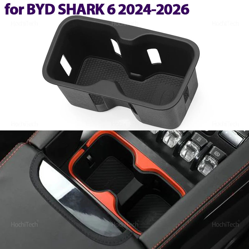 BYD Shark 6 2024–2026 Centre Console Cup Holder & Storage Tray – Anti-Slip TPE Drink Holder Insert